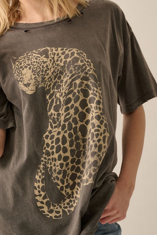 1300 Cheetah Mineral-Washed Oversized Graphic Tee