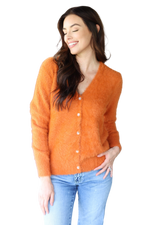 1625 FUZZY BUTTON SWEATER RUST