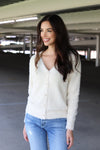 1625 FUZZY BUTTON SWEATER IVORY