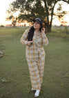 Mustard Plaid Flannel Two-Piece Set – Vintage-Inspired & Relaxed Fit