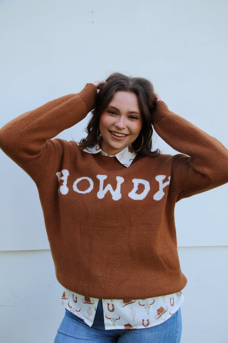 6938 HOWDY BROWN SWEATER