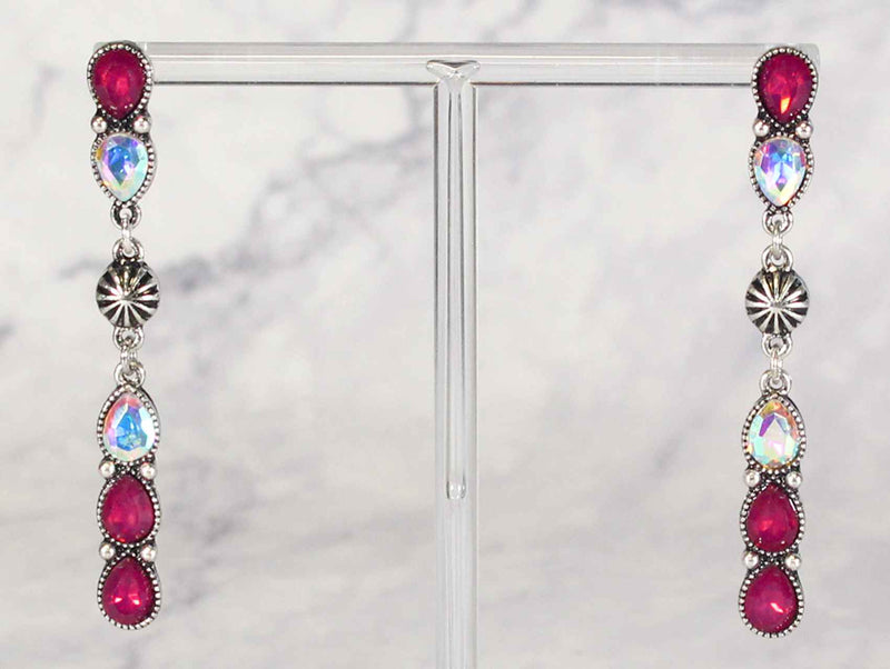 2291 Ruby Red & Iridescent Crystal Drop Earrings – Vintage Charm