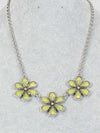 1220 Chartreuse Floral Statement Necklace – 16 Inch