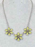 1220 Chartreuse Floral Statement Necklace – 16 Inch